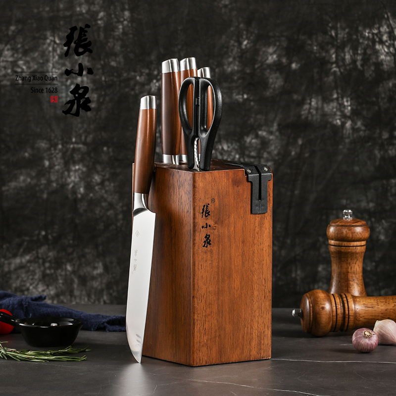 张小泉豹系列6件套D31350100不锈钢多用可磨刀具套装
