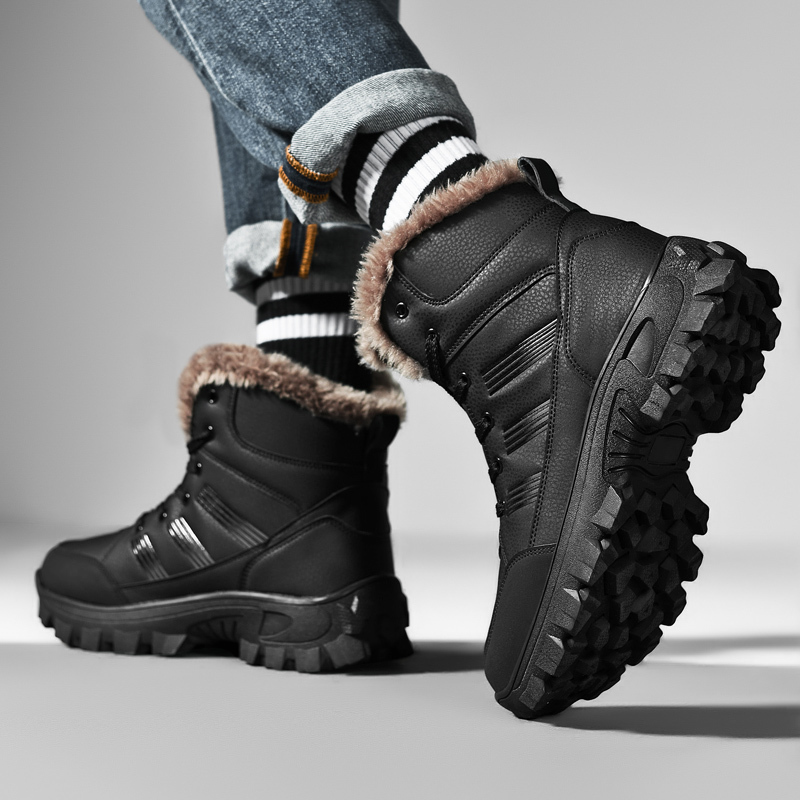 langzhua东北加厚款棉鞋男士冬季加绒保暖雪地靴大码高帮防滑雪地鞋