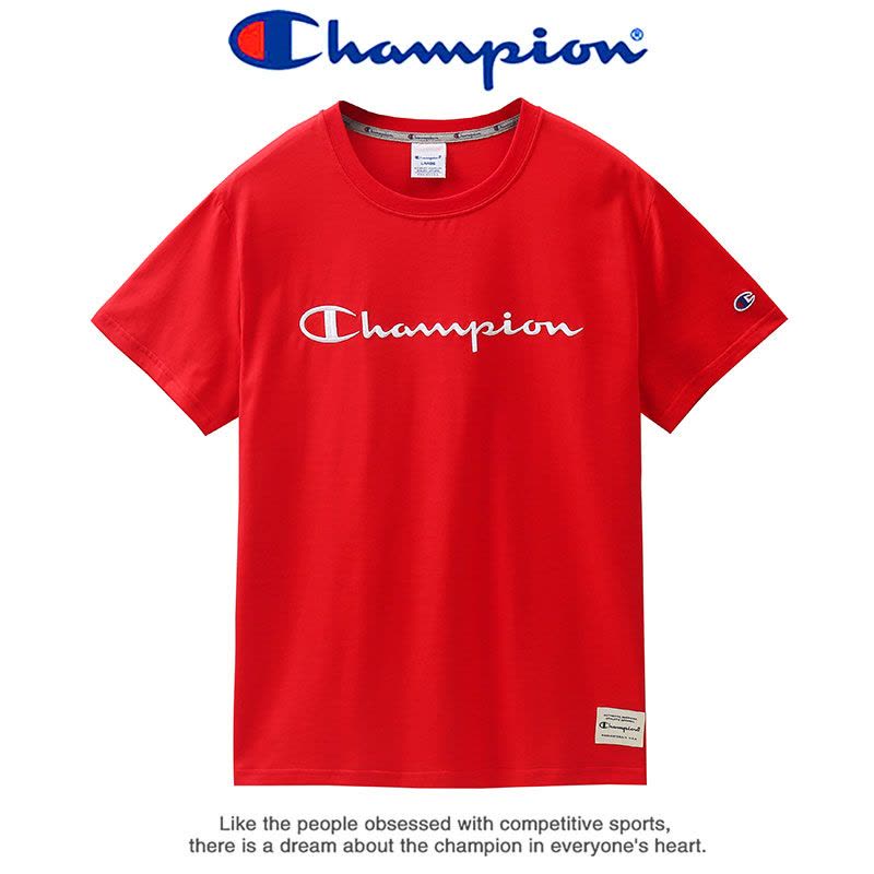 Champion 冠军夏季刺绣t恤男士短袖情侣圆领时尚运动T恤衫女图片