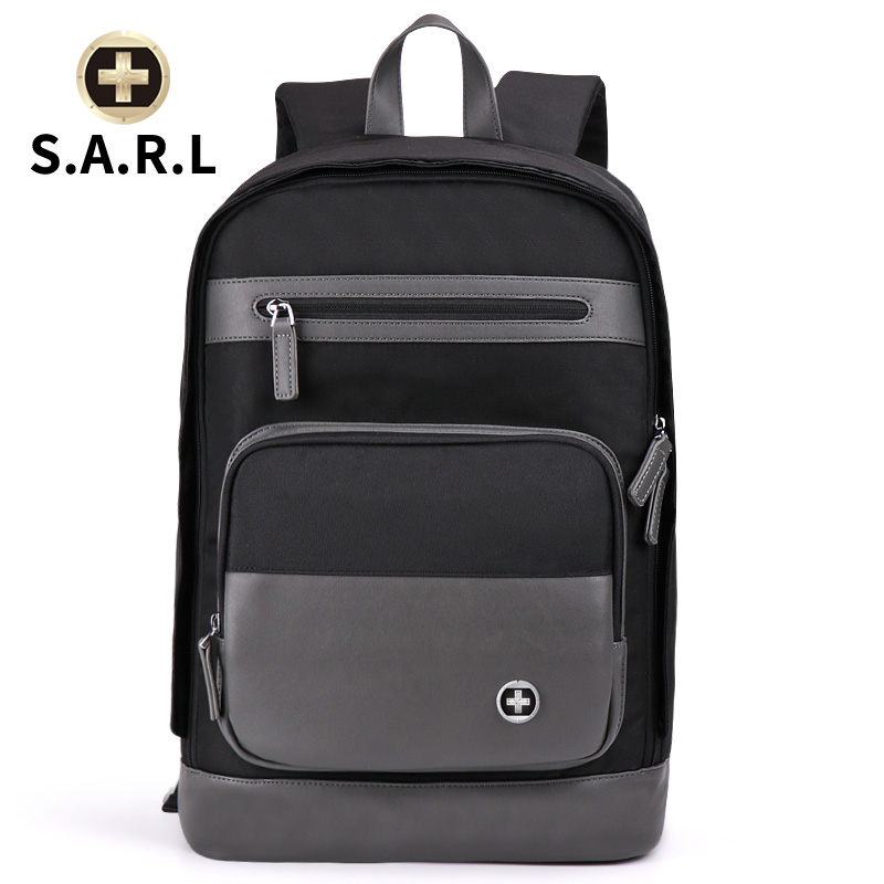 S.A.R.L瑞士双肩包男女通用旅行包 双肩电脑包 双肩背包尼龙书包 黑色高清大图