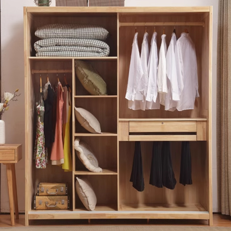 臻远 zy-yg-012简约实木衣柜推拉门衣柜宿舍更衣柜卧室收纳柜 1.