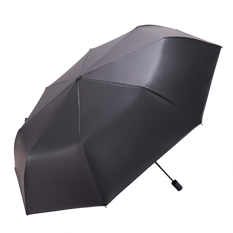 天堂伞 三折全遮光黑胶插画晴雨伞防紫外线太阳伞遮阳伞55cm*8骨 619E望日莲 橙色