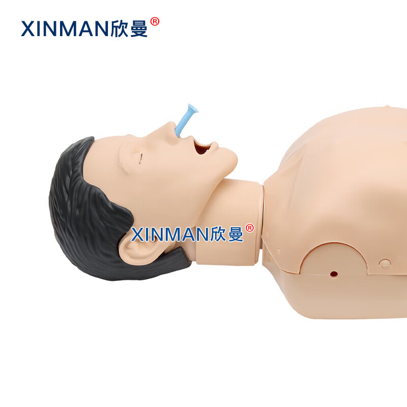 欣曼科教 高级全身心肺复苏及除颤模拟人 CPR心肺复苏 气管插管 鼻口咽通气 AED模拟除颤XM-CPR499B高清大图