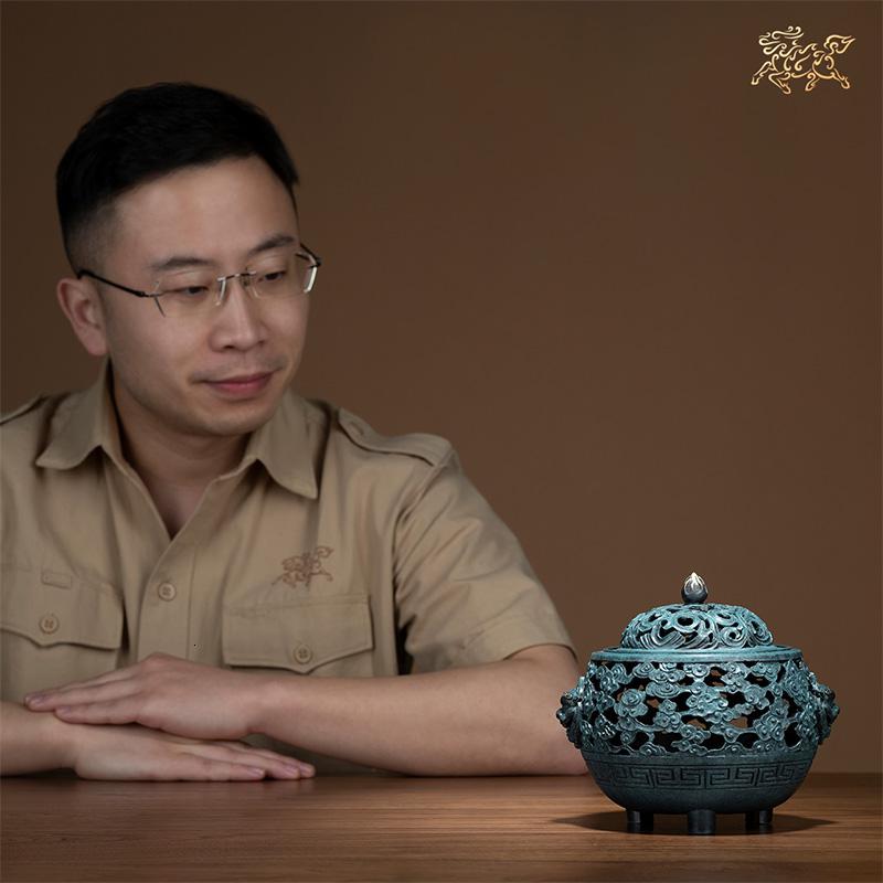 美帮汇全铜摆件 《香炉之烟云供养》铜工艺品 家居饰品 摆件高清大图