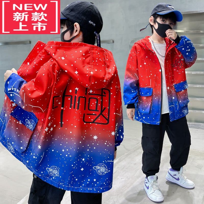 可莉允男童秋冬款外套加绒炸街2022新款派克服男孩加厚棉服冬季儿童装潮图片