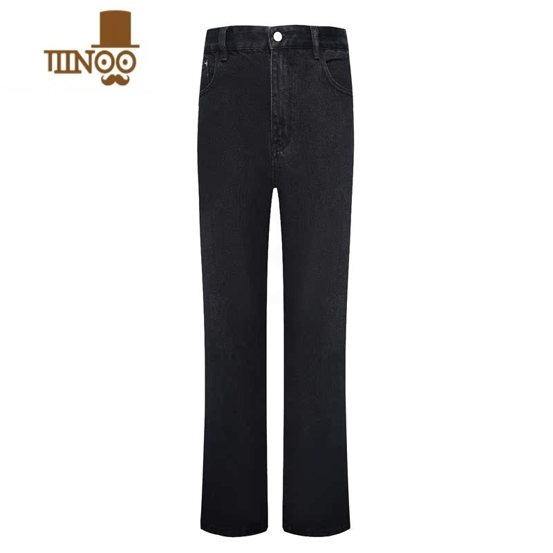 YANXUCOFD复古美式潮流休闲男女水洗做旧宽松微喇垂感长裤牛仔裤51宽高清大图