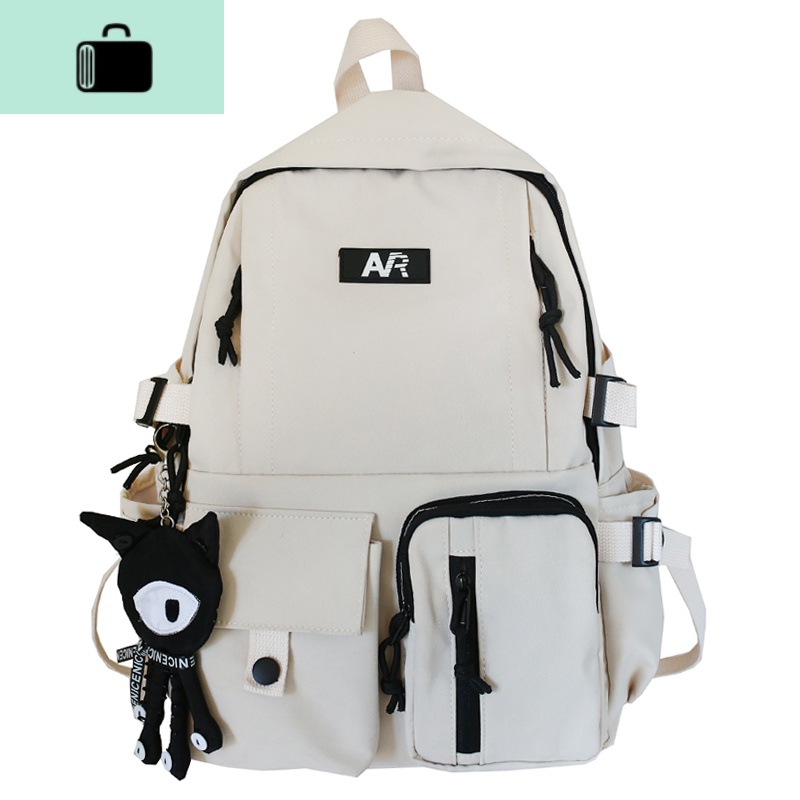 新款潮牌大容量双肩女背包男书包女ins韩版高中多口袋大学生书包NEW LAKE女士双肩包高清大图