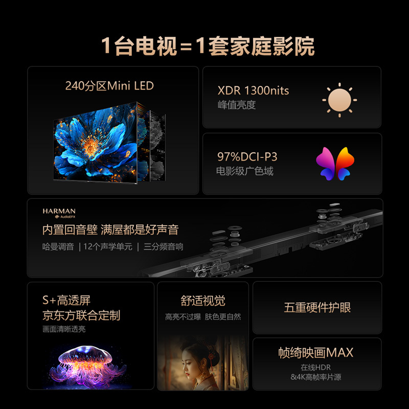 创维电视65A5D Pro65英寸内置回音壁mini led电视机DeepSeek液晶4K超薄平板 K歌家电以旧换新高清大图