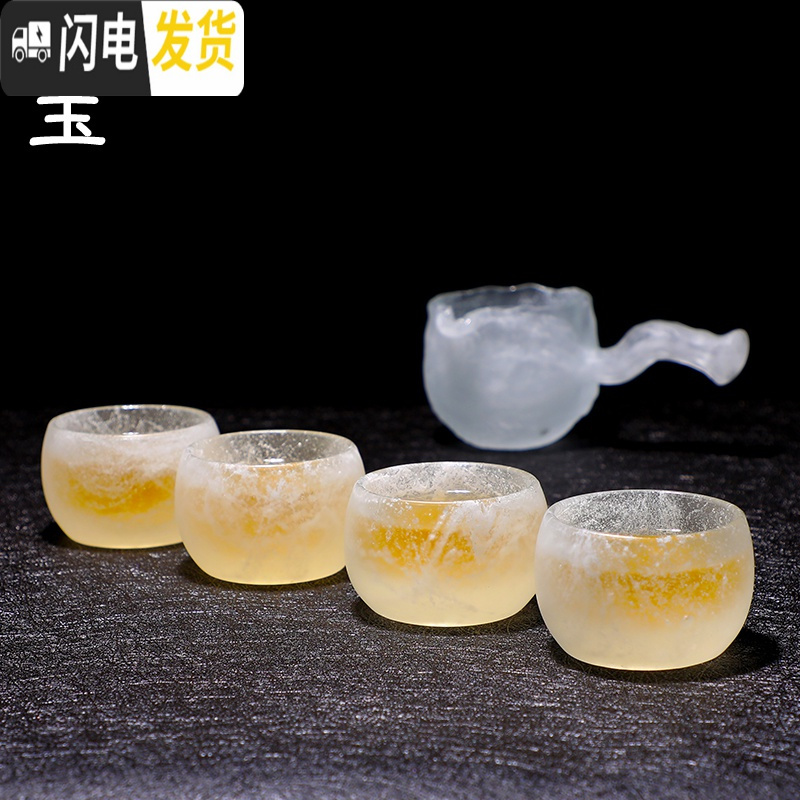 三维工匠古法琉璃冰冻烧茶杯主人杯品茗杯单杯大号加厚玻璃功夫茶具玻璃杯