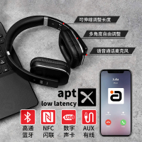 阿音 EP650B 蓝牙耳机头戴式aptX-ll立体声 自带麦语音通话双耳手机吃鸡无线耳机无损低延时 3.5有线输入