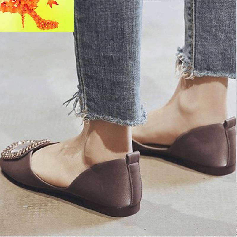 春秋网红仙女鞋温柔平底晚晚鞋软底浅口豆豆鞋新款瓢鞋 简畅休闲鞋