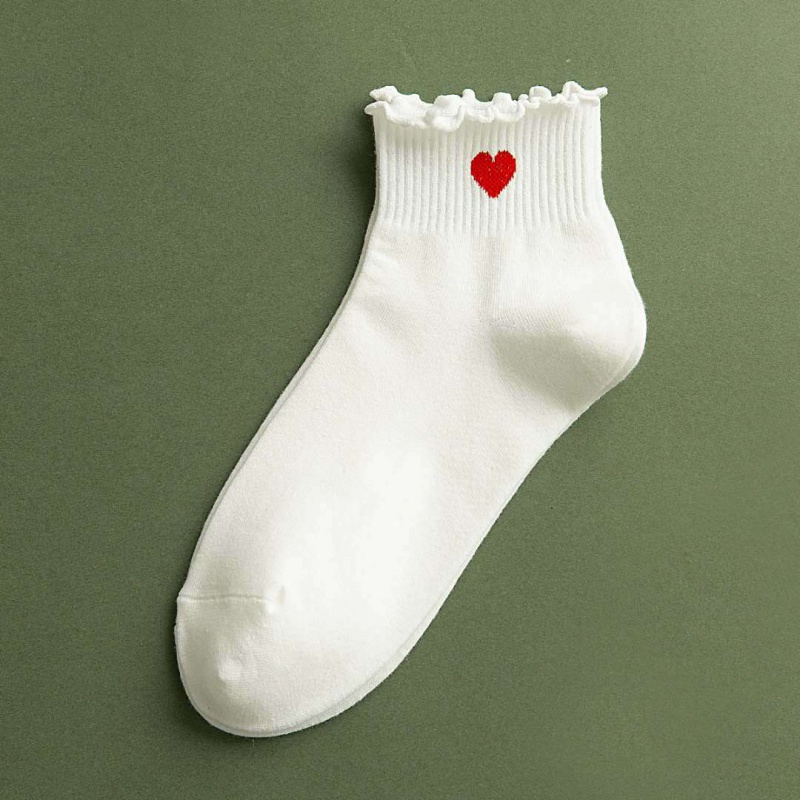 袜子女韩版短袜原宿学院运动棉袜春夏薄款甜美可爱荷叶边学生船袜莎丞