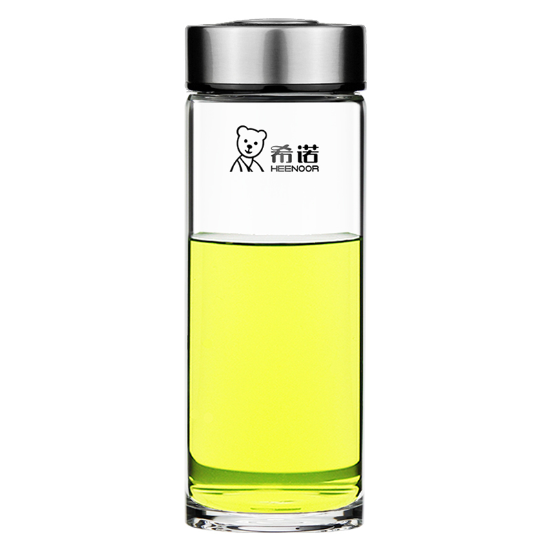 希诺单层玻璃杯加厚带盖茶水杯水晶杯便携小杯子玻璃杯随手杯视频