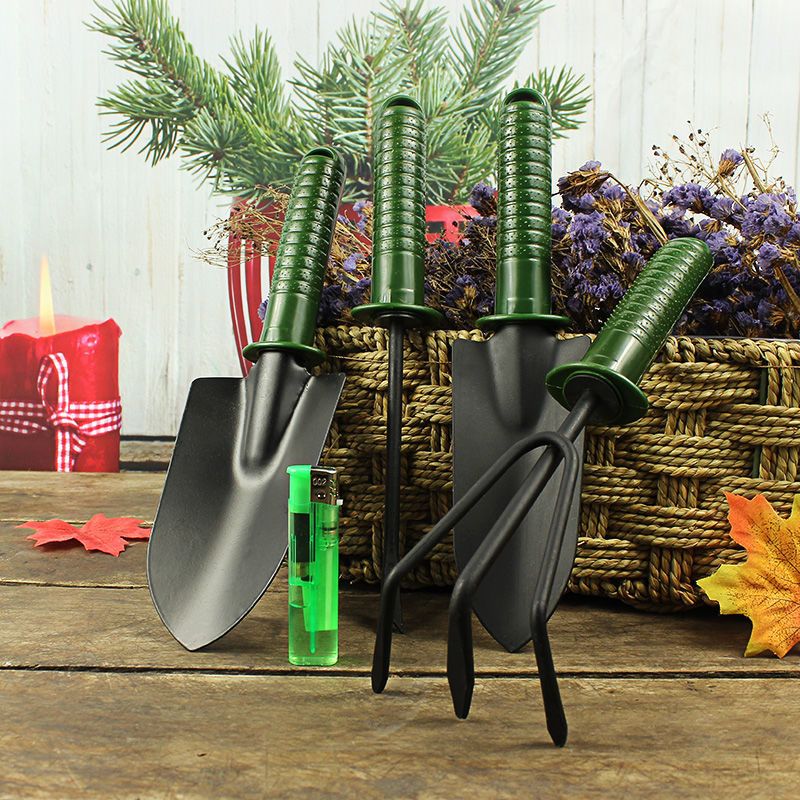 铲子园艺三件套小铁铲子花盆松土铲土盆栽种花工具大号木柄三件套