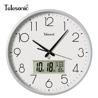 天王星( Telesonic)电波钟大尺寸客厅餐厅挂钟日历静音挂表圆形现代居家简约钟表时尚大气装饰壁挂钟