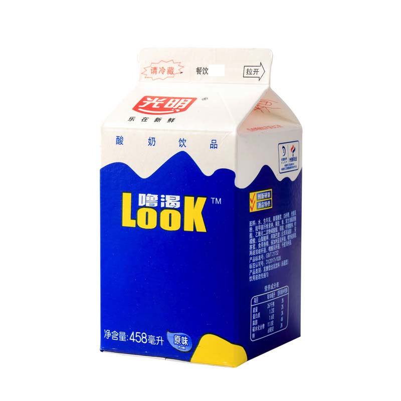 顺丰发货光明酸奶look噜渴458ml盒装正品原味牛奶低温冷藏酒店餐饮新