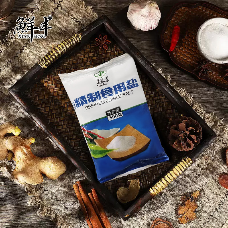 鲜丰精制盐500g*9 家用盐巴深井矿盐高清大图