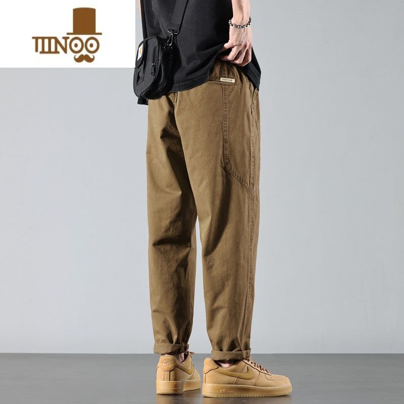 YANXU潮牌微锥哈伦工装休闲裤子男款2023夏季薄款长裤松紧腰男裤潮图片