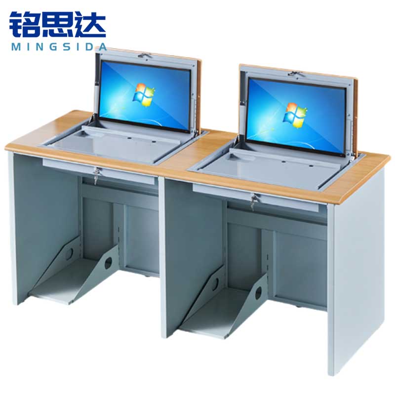 铭思达翻转电脑桌双人位张高清大图
