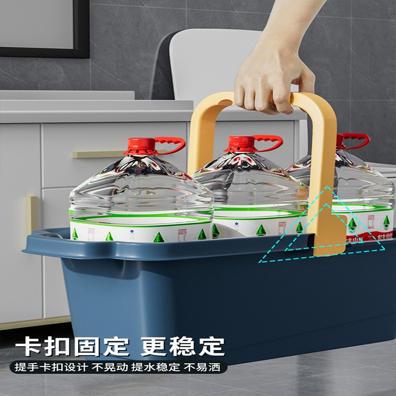 法耐(FANAI)洗拖把桶长方形可折叠平板拖布桶单桶拖地水桶塑料方桶家用墩布桶_大号蓝带滑轮地板清洁液清香型