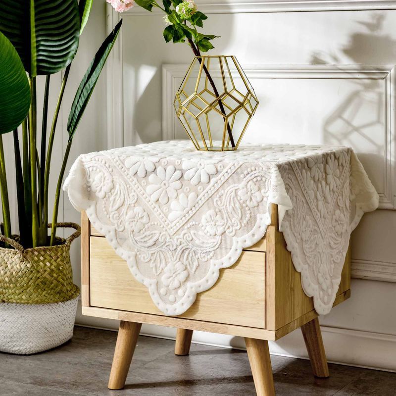 Fsile防尘罩fsile蕾丝洗衣机电视机冰箱微波炉床头柜盖巾套防尘罩多用方巾盖布小雏菊 米白140 140cm方桌布 价格图片品牌报价 苏宁易购东英生活日用拼购店
