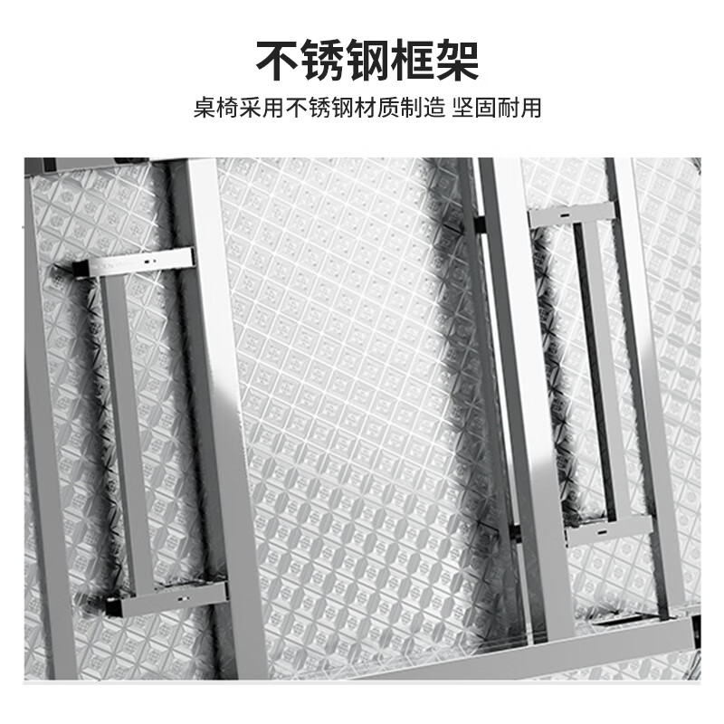 域赢不锈钢圆桌折叠桌经济型加厚吃饭桌简约单层户外桌子高清大图