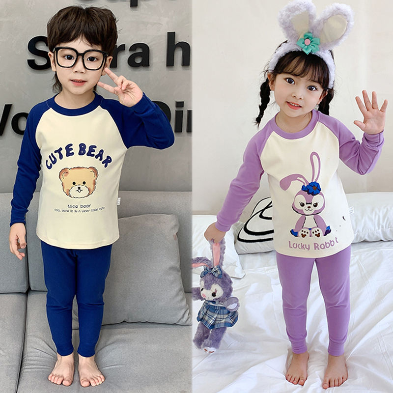 儿童秋衣秋裤套装女童长袖加厚男童打底秋冬婴幼家居保暖内搭高清大图