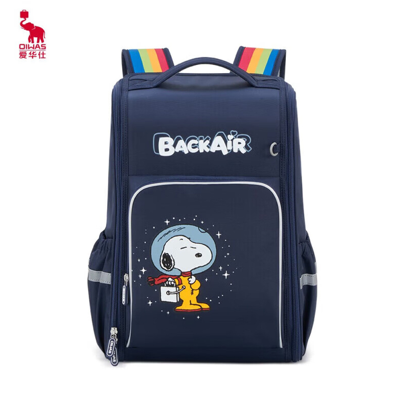 爱华仕(OIWAS) OCB4441CAS 深蓝色 双肩包 强效减负 史努比漫画联名款书包 小学生儿童书包 抑菌防泼水