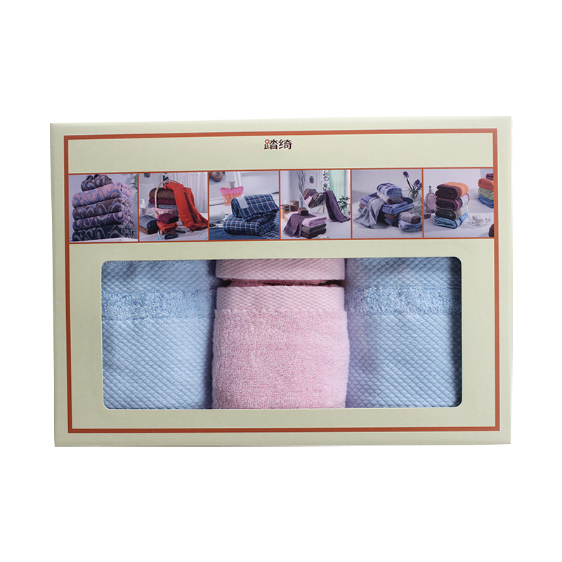 踏绮 北海道缎档面巾&方巾四条装 34*78cm*2+34*35cm*2 盒(颜色随机)高清大图