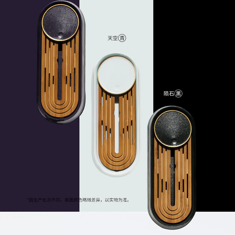 家柏饰(CORATED)可旋转茶盘竹制迷你泡茶台家用现代阳台干泡盘办公趣味小茶船高清大图