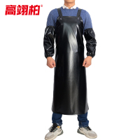 高翊柏 17030580 防油牛筋围裙 黑色+套袖 120*80cm 防水加厚加长耐磨围兜 实验室工作耐酸碱挂脖围腰