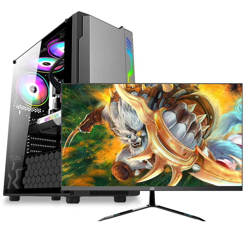 铭能 i9级十核E5 2670V2/RX550 4G独显/32G内存/512G固态 台式机 组装电脑 台式电脑 高效家用办公电脑主机商务娱乐学生学习电脑LOL游戏电脑+21.5英寸