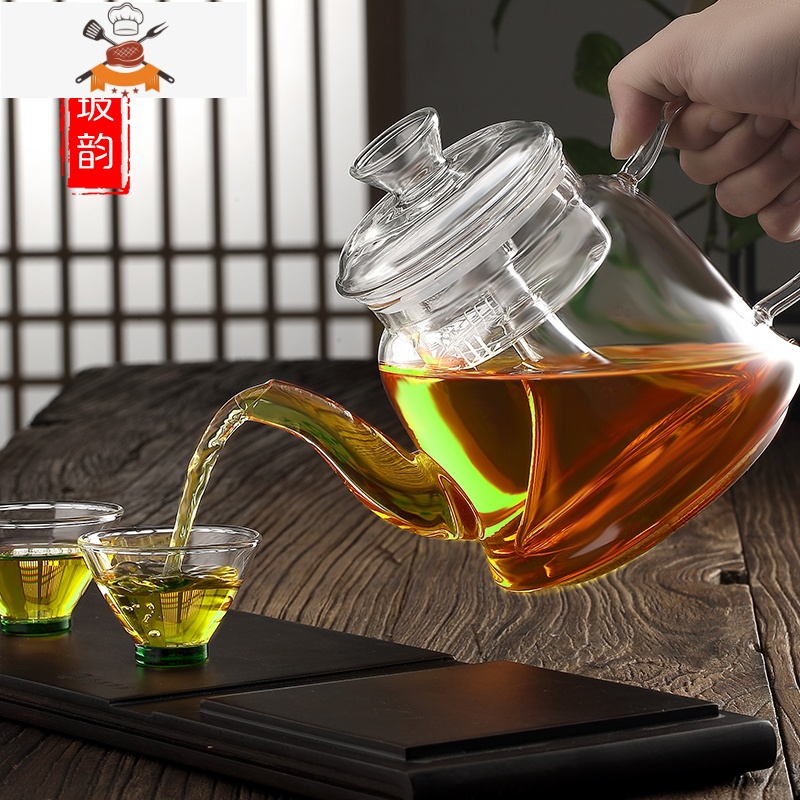 蒸茶壶玻璃蒸汽煮茶器家用茶具套装电陶炉煮茶壶烧水壶煮茶炉 A款蒸茶壶单壶1100毫升(双内胆) 敬平高清大图
