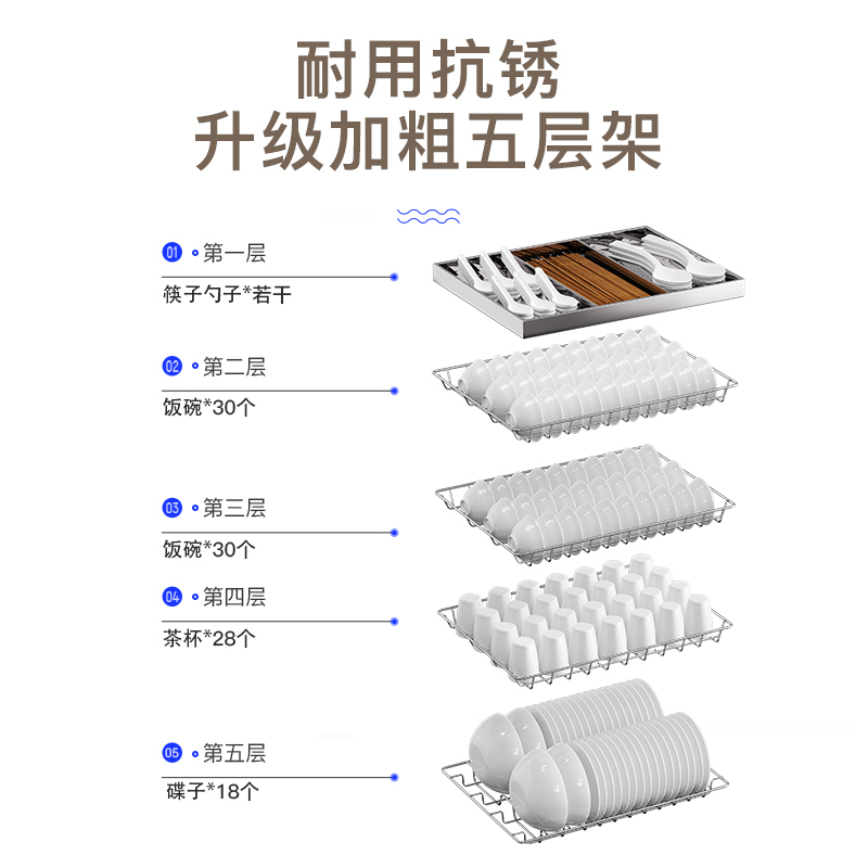 康宝消毒柜家用消毒碗柜 立式大容量消毒柜商用不锈钢臭氧紫外线消毒柜 ZTP268H-S2
