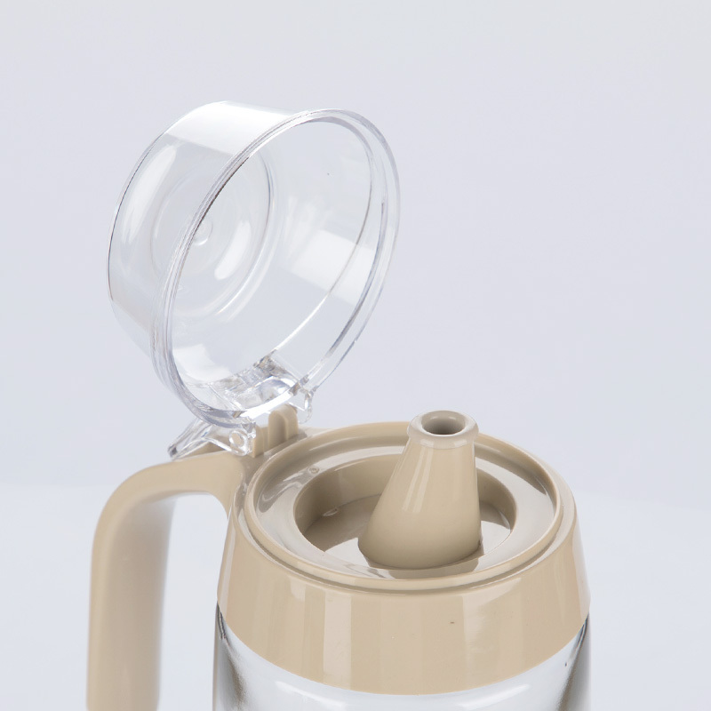 茶花油壶玻璃防漏厨房用品装塑料油罐酱油瓶醋瓶醋壶大号小号油瓶 灰色530ML[加厚玻璃]玻璃瓶身