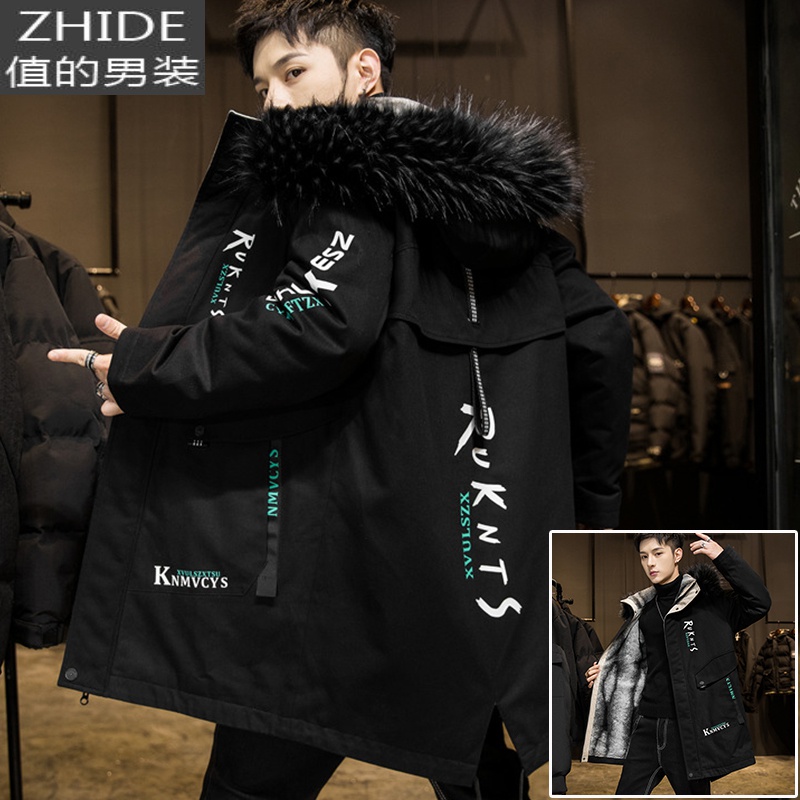SUNTEK冬季外套男士中长款加绒加厚2020新款韩版潮流夹克青少年学生风衣风衣高清大图