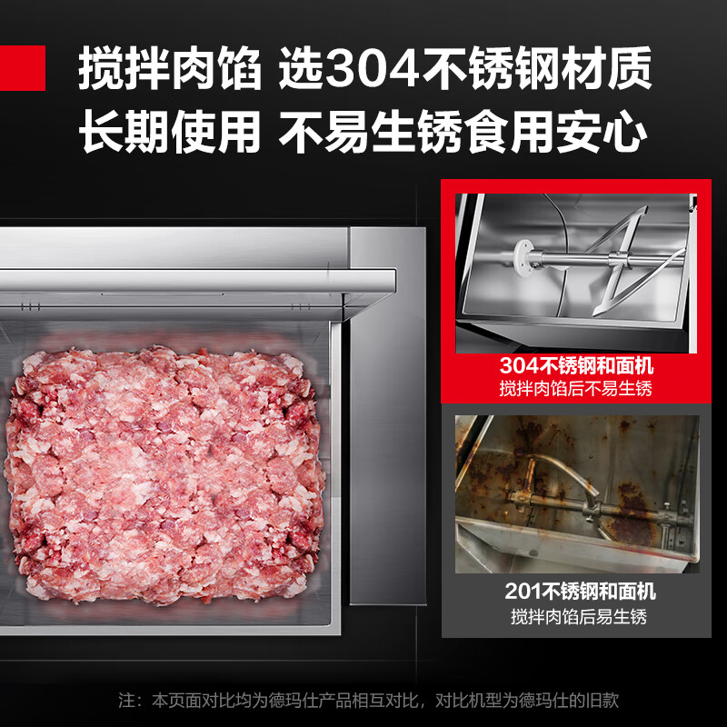 德玛仕DEMASHI和面机商用304不锈钢搅拌机多功能活面搅面揉面绞面机食堂包子馒头50升 YF-HJ50A高清大图