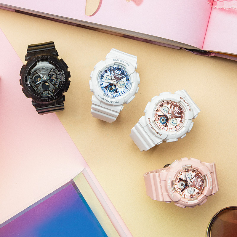 卡西欧(CASIO)手表BABY-G系列运动经典百搭多功能防水简约ins风石英表女表BA-130-7A1