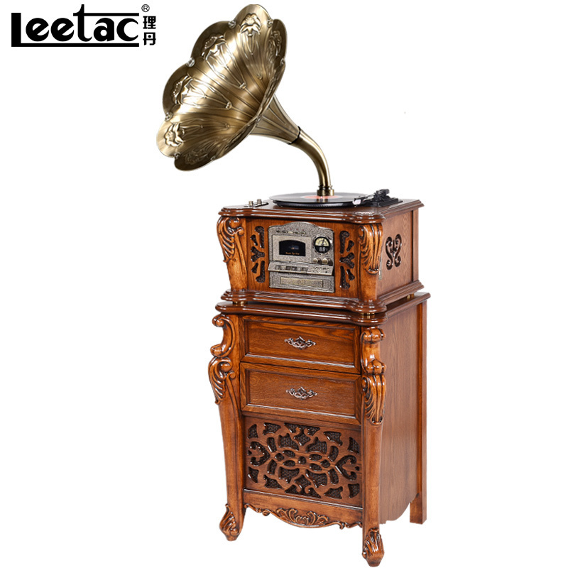 理丹(LEETAC) L9301 迷你/组合音响 留声机复古仿古大喇叭蓝牙黑胶唱片机老式电唱机