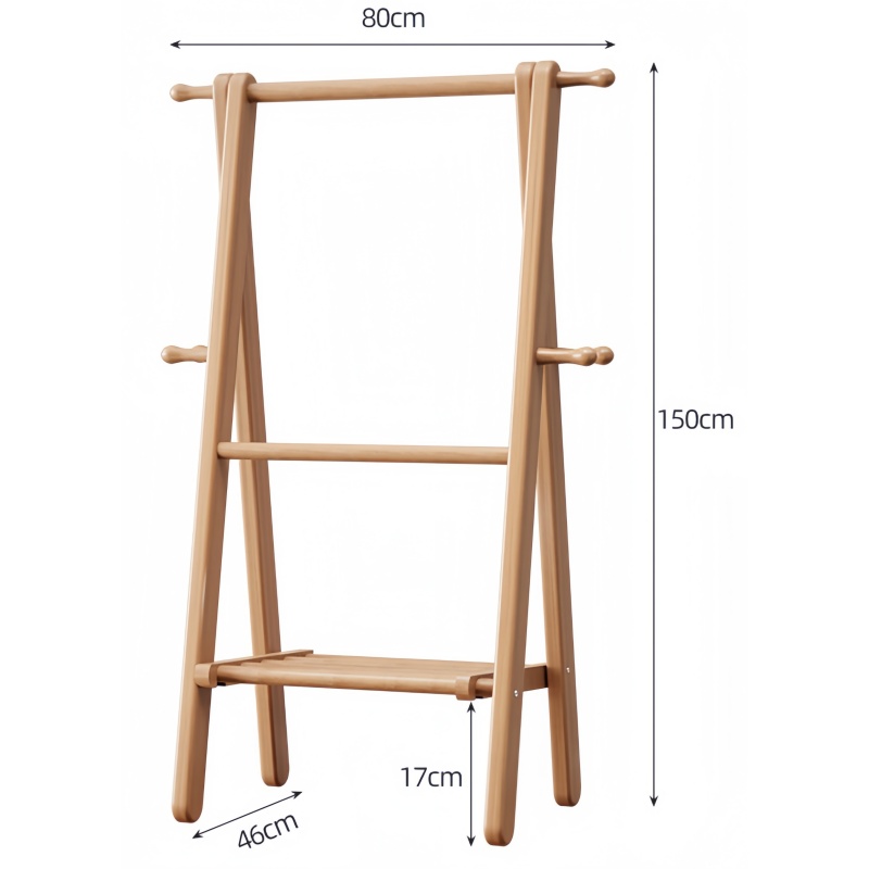 晨磊实木衣帽架80*46*150cm/个高清大图
