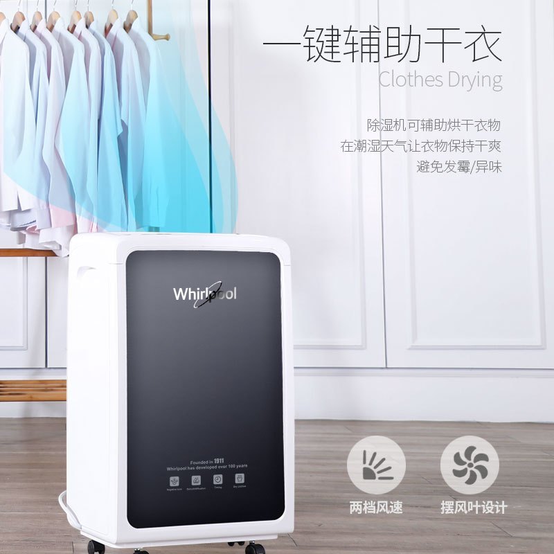 惠而浦(Whirlpool)除湿机 WD-DT352B 家用卧室静音抽湿机干燥除湿器工业地下室