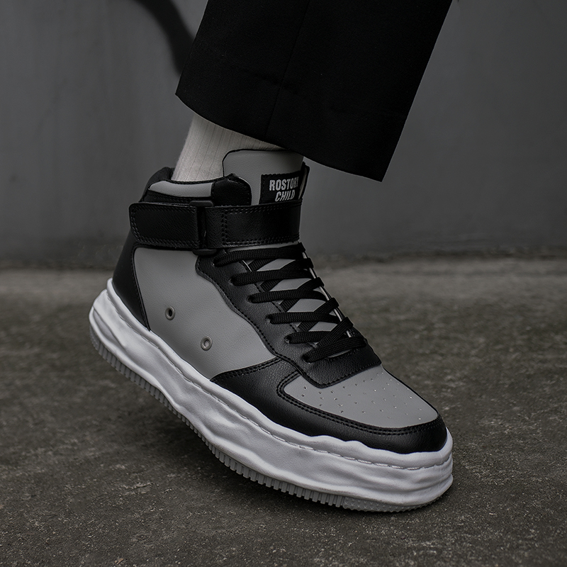 苏芈男高帮鞋秋季影子灰男鞋百搭厚底运动鞋子男溶解板鞋参数