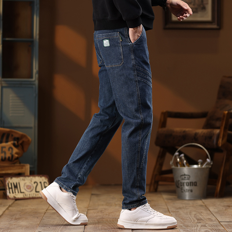 春秋新款男士弹力牛仔裤简约潮流休闲裤男微弹舒适百搭直筒裤男生_770高清大图