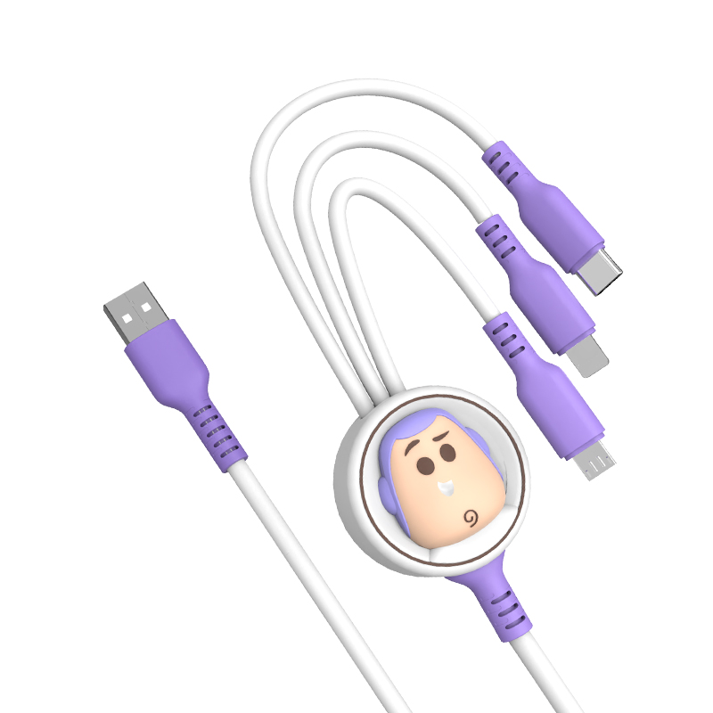 DISNEY迪士尼 三合一数据充电线 手机苹果iphone充电线华为type-c数据线高清大图