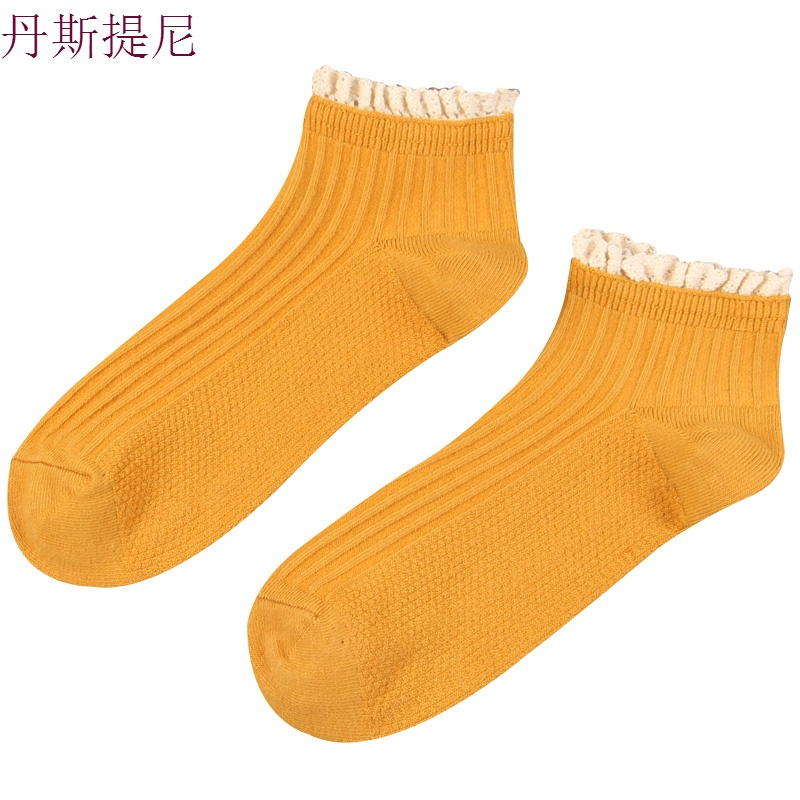 女士日系复古潮流小清新女短袜浅口低帮花边女船袜春夏季薄款纯棉