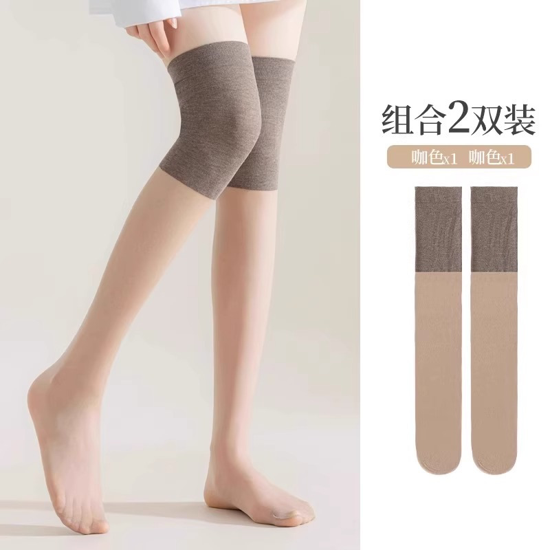 护膝袜套女空调房过膝盖丝袜夏季薄款防勾丝防滑小腿半截中长筒袜