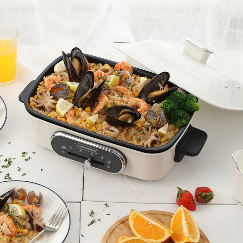 摩飞 mr9088 多功能锅 白色 (标配深锅/牛扒盘/蒸格)