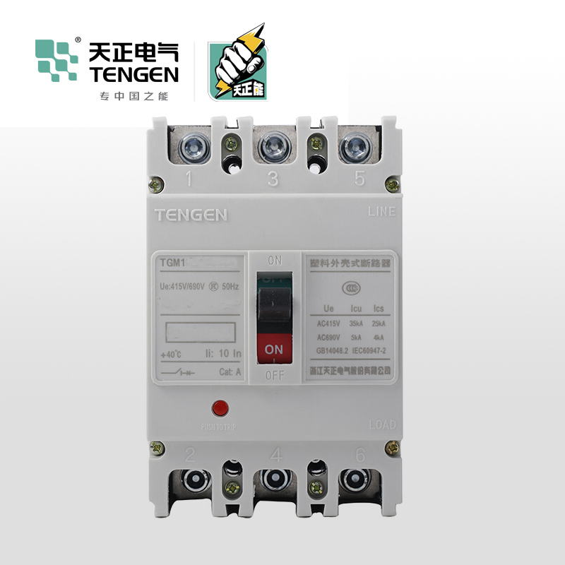 天正电气 TGM1-63 50KA 热磁式 10A 3P 手动 固定式 400VAC 01040072029 塑壳断路器