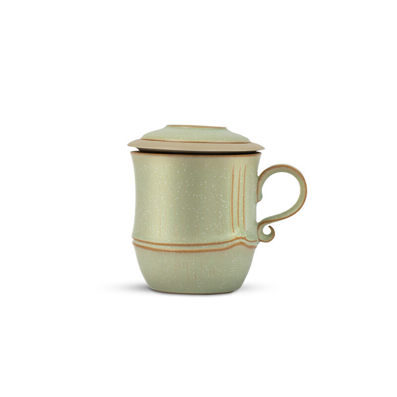 万仟堂 陶瓷泡茶杯 户外旅行茶具 300ml 春竹·办公杯 1杯1滤 / 套