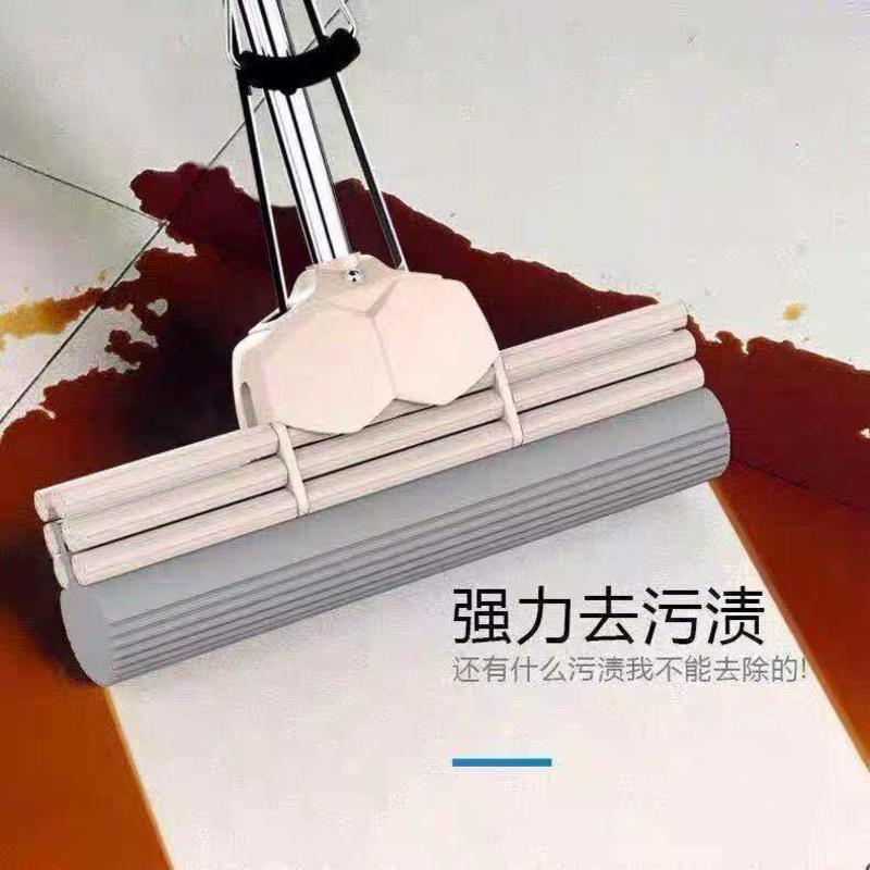 中国红[加强加厚可伸缩] 特价款小号27cm[杆子不能伸缩] 好太太吸水海绵拖把家用懒人拖布免手洗胶棉拖把可伸缩杆挤水拖